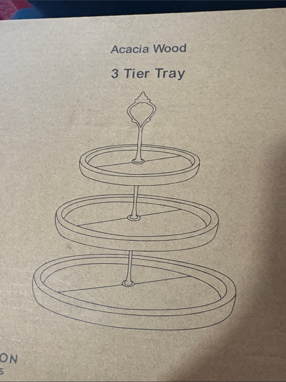 Acacia Wood 3-Tier Tray - Natural Wood Finish